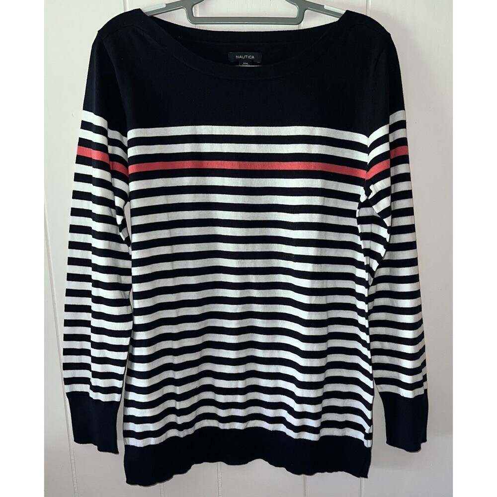 Women’s Nautica Long Sleeve Top Striped Navy Size XXL